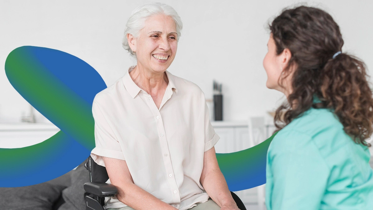 Wheelchair women with caregiver 